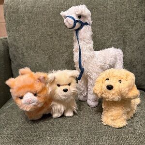 American Doll Pets Pomeranian Labrador Dogs Puppy Cat Llama Lot Of 4 Toys Plush